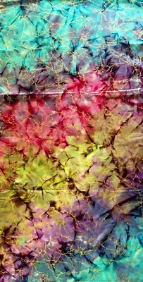 Vintage Cotton Batik Fabric Multicolor Gold Metallic by Yard