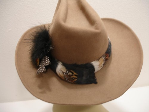 Men's 6 7/8 Vtg Rockmount Ranchwear Buckhorn 1750 Brown Wool Cowboy Hat Feathers - 第 5/15 張圖片