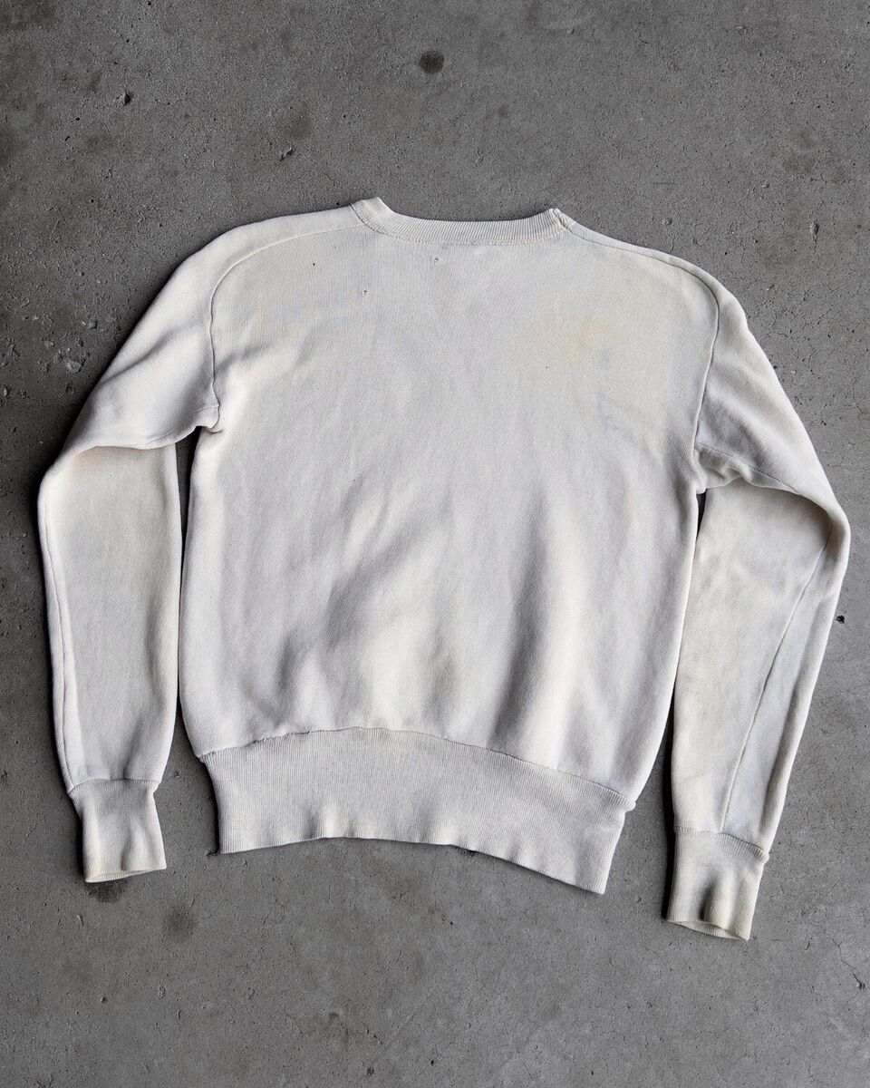 Vintage 1950s Brent Freedom Sleeve Single-V White Sweatshirt Vintage 1950s Brent Freedom Sleeve Single-V White Sweatshirt