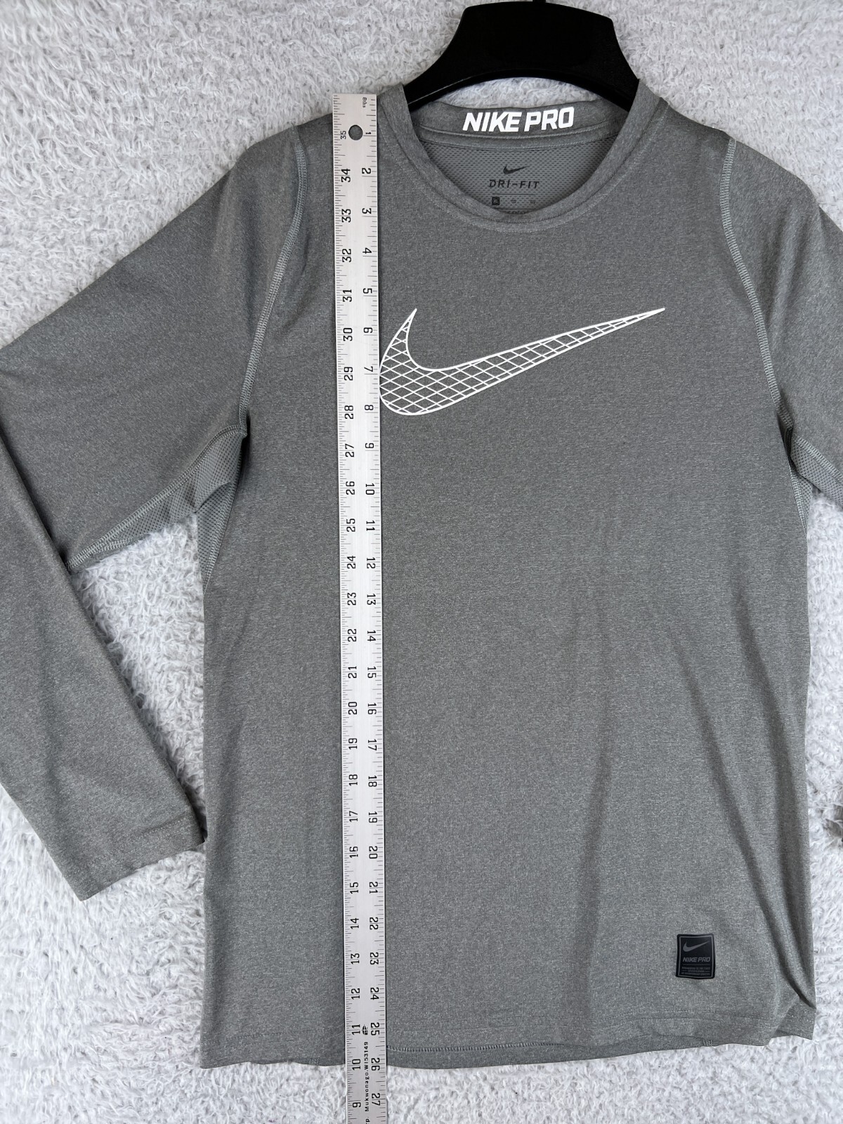 Nike Pro Shirt Boys Extra Large Heather Gray Activewear Long Sleeve Swoosh Logo eBay