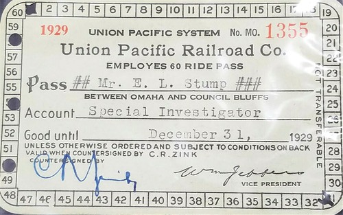 Union Pacific Railroad Company Antique 1929 Employee 60 Ride Pass Trains - Picture 2 of 6