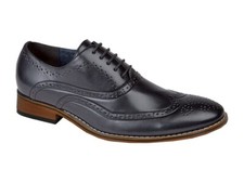 Black Oxford Brogue Dress Shoes Leather Formal Wedding Mens Shoe