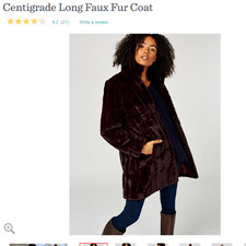 Centigrade Faux Fur Swing Coat Pockets Glamorous Panelled Effect Small Plum
