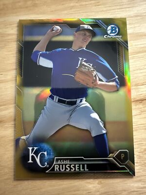 Ashe Russell 2016 Bowman Chrome Prospects Gold Refractor # d 36/50 Royals RC