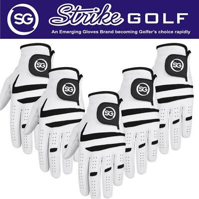 SG Herren Cabretta Leder Golf Handschuhe Schwarz Grau Premium-Qualität Viele Qty