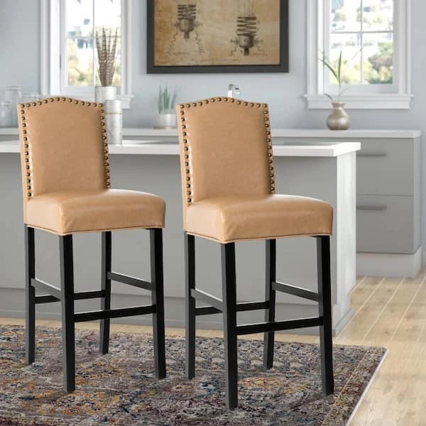 45 in High Back Upholstered Bar Stool Set Of 2 - Image 3 of 4