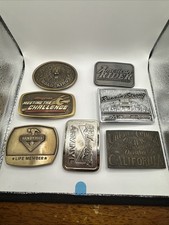 7 Vintage Belt Buckles Snap On Tools Road King Handyman Harley Union Pacific