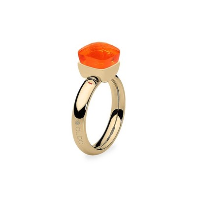 Qudo Ring ~Firenze ~Solitaire Crystal~ORANGE GLOW~Gold Tone ~Size 7 New in Box