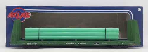 Atlas 2002606 O Burlington Northern 62' Trainman® mamparo vagón plano (3 rieles) LN | Condition: Used