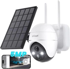 ieGeek 5MP Solar-Powered 360° Security Camera, with Spotlight/Siren, Color Night