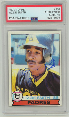 Ozzie Smith 1979 Topps #116 Rookie RC w/ HOF 02 Insc Signed PSA 10