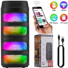 Dual 4" 3000W Portable Bluetooth Speakers Heavy Bass Stereo Sound System Party