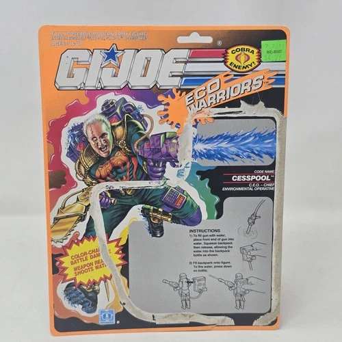 Cesspool Eco Warriors 1990 G.I. Joe Full File Card Back Uncut Hasbro Vintage