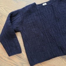 VTG 80s 90s LL Bean 100 WOOL Cable Knit Sweater Women S IRELAND Chunky Preppy