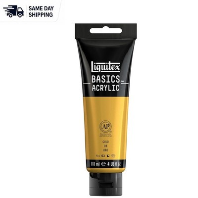 BASICS Acrylic Paint, 4oz Tube in Gold - Satin Finish for Artistic Brilliance