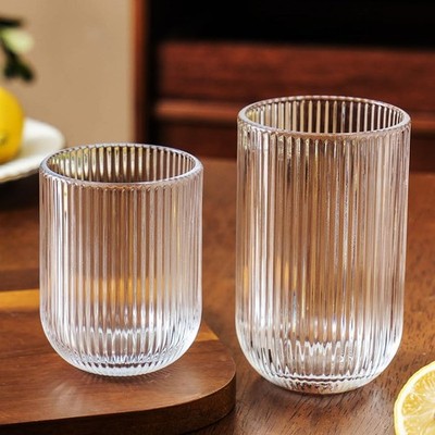 Ribbed Drinking Glasses 8pcs Rocks Drinking Glasses 12oz and 10oz Tumbler