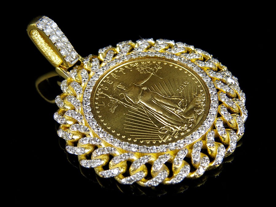 24K Yellow Gold Coin Lady Liberty 1/4 Ounce Solid Link