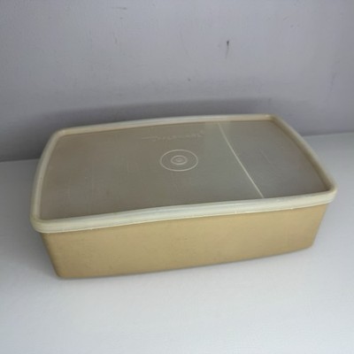 Vintage Tupperware beige rechteckige Aufbewahrungsbox Brotdose Butter Käse 70er 80er