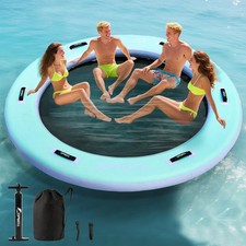 UPWELL Round Inflatable Pool Float Hammock with Backrest - Heavy Duty Mesh Mat f