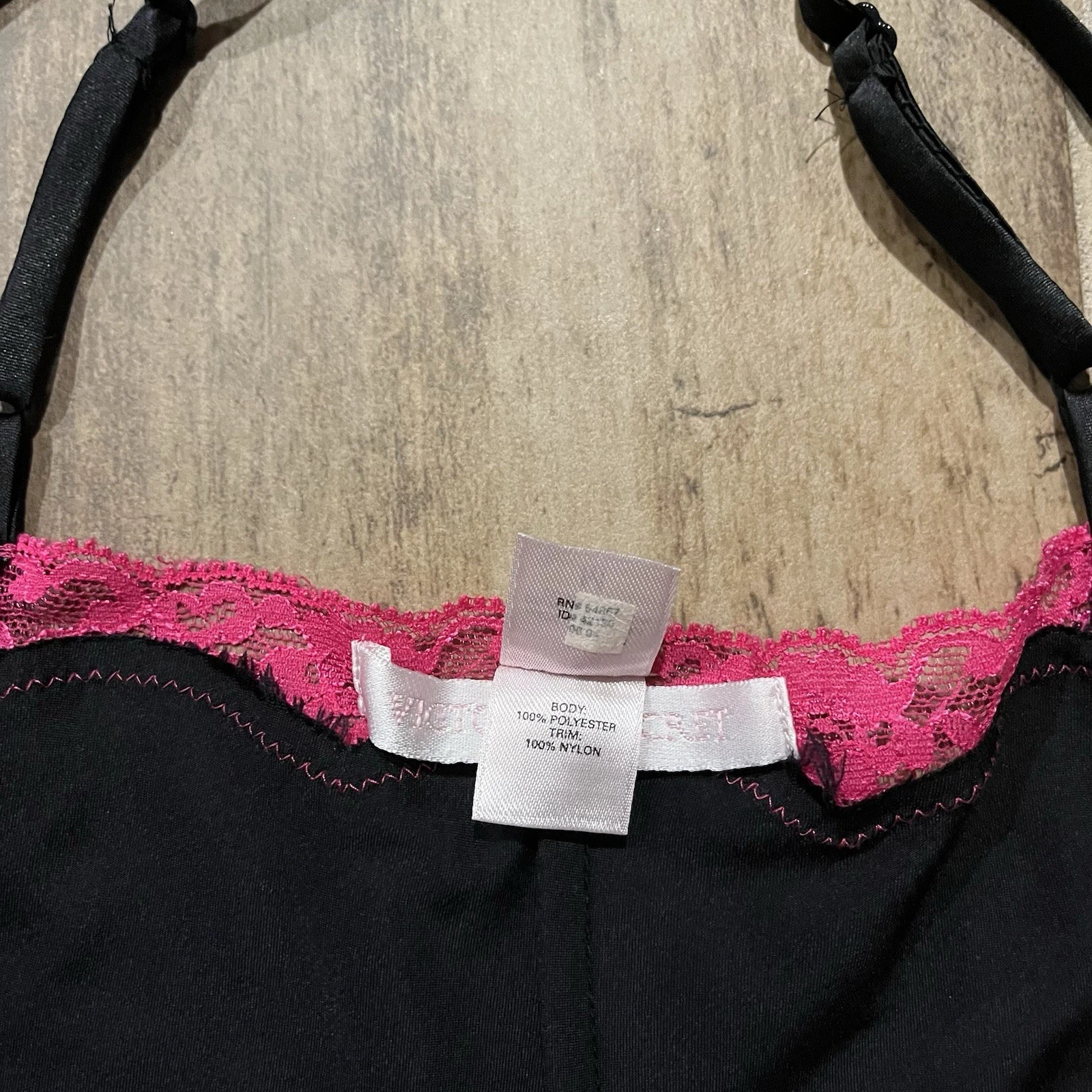 UNDERCOVER Mini lingerie vintage Victoria’s Secret abito slip donna M nero e rosa pizzo floreale