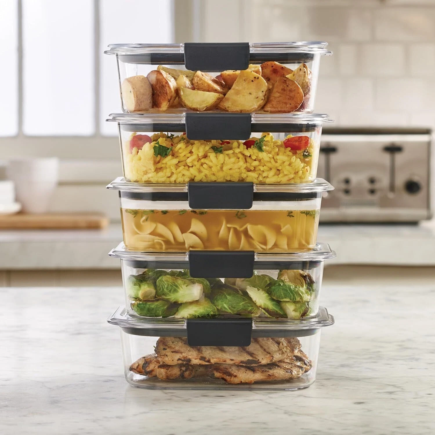 Set of 5 BPA Free Food Storage Container w/ Airtight Lid for Lunch Meal Prep US