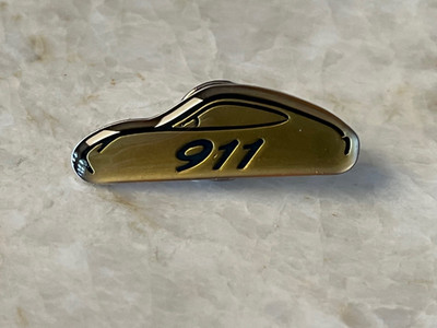 PORSCHE ISSUED OFFICIAL 50th ANNIVERSARY LOGO SILVER 911 CARRERA COUPE LAPEL PIN