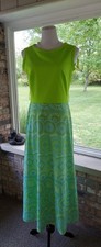 Kay Windsor Vintage Mod Maxi Dress Green Power Flowers Sleeveless Sz LG 60’s