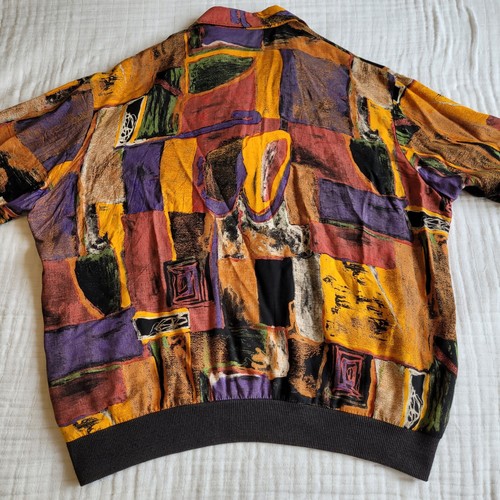 Alan Stuart Shirt Mens Large Red Orange Abstract 90s 80s VINTAGE - Picture 8 of 12