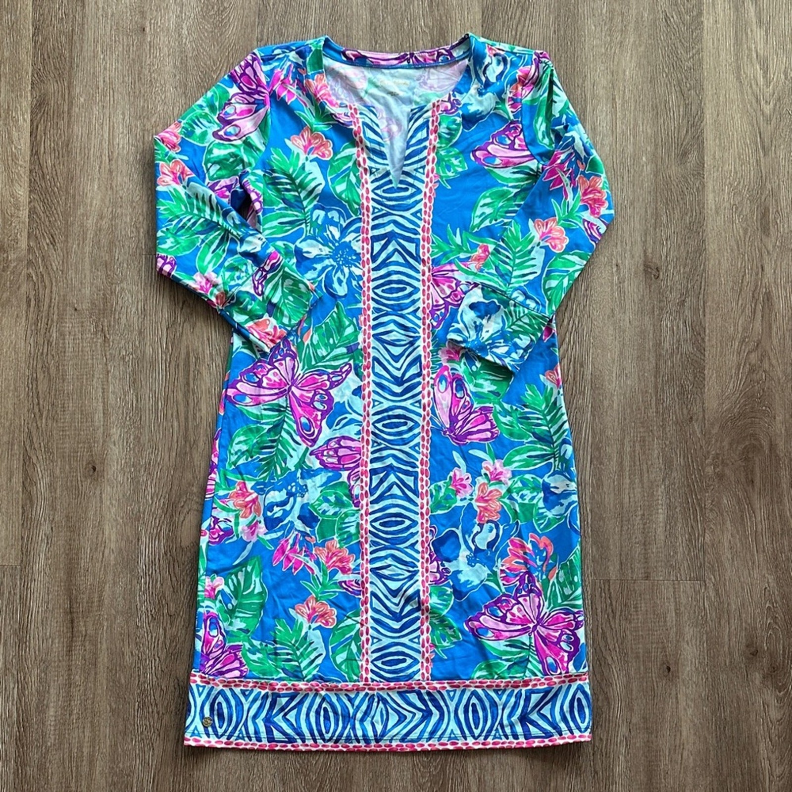 Lilly Pulitzer Nadine Dress UPF 50+ Pundy Blue Isle Be Back Chilly Lilly Small