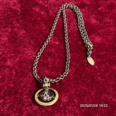 Vivienne Westwood Orb Cross Rhinestone Gold Color Necklace Pendant
