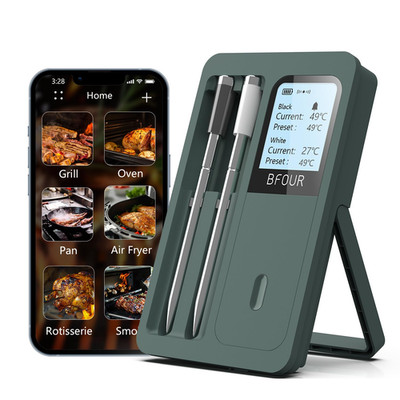 BF-40 Wireless Bluetooth Meat Thermometer with 2 Probes, LCD Display, App Contro