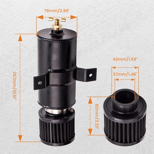 Aluminium Baffled Engine Oil Catch Can 0.75L 2 Ports + 3M AN10 Hose Fitting Kit - Picture 2 of 15