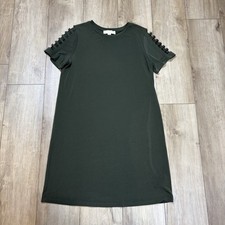 Michael Kors Dress Womens M Green Sheath Cut Out Shoulders Short Sleeve Pullover