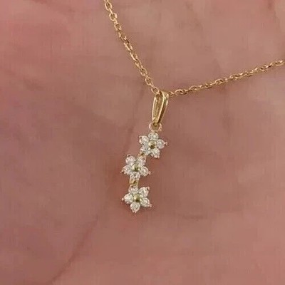 14k Yellow Gold Plated 1.5Ct Round Lab-Created Diamond Solitaire Pendant
