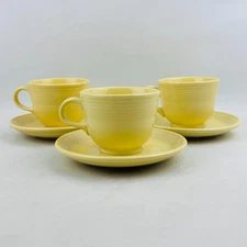 Vtg Fiesta Yellow Cup & Saucer Set Lot of 3 Homer Laughlin Fiestaware Post 86