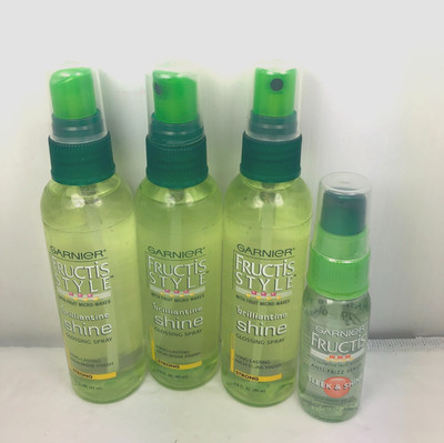 (3) GARNIER FRUCTIS BRILLIANTINE SHINE Glossing Spray 3 oz + Anti-Frizz Serum