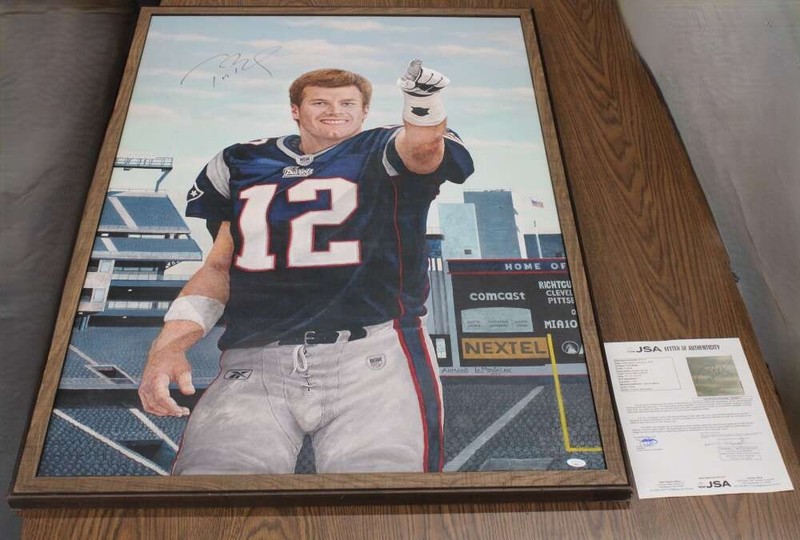 Tom Brady Signed Painted Canvas New England Patriots Autograph JSA LOA ZJA001