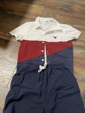 boy two piece set button up tshirt and pull string shorts size 8y