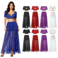 Women Outfit Rave Dancewear Themed Party Sets Chiffon Skirt Belly Dance Stage