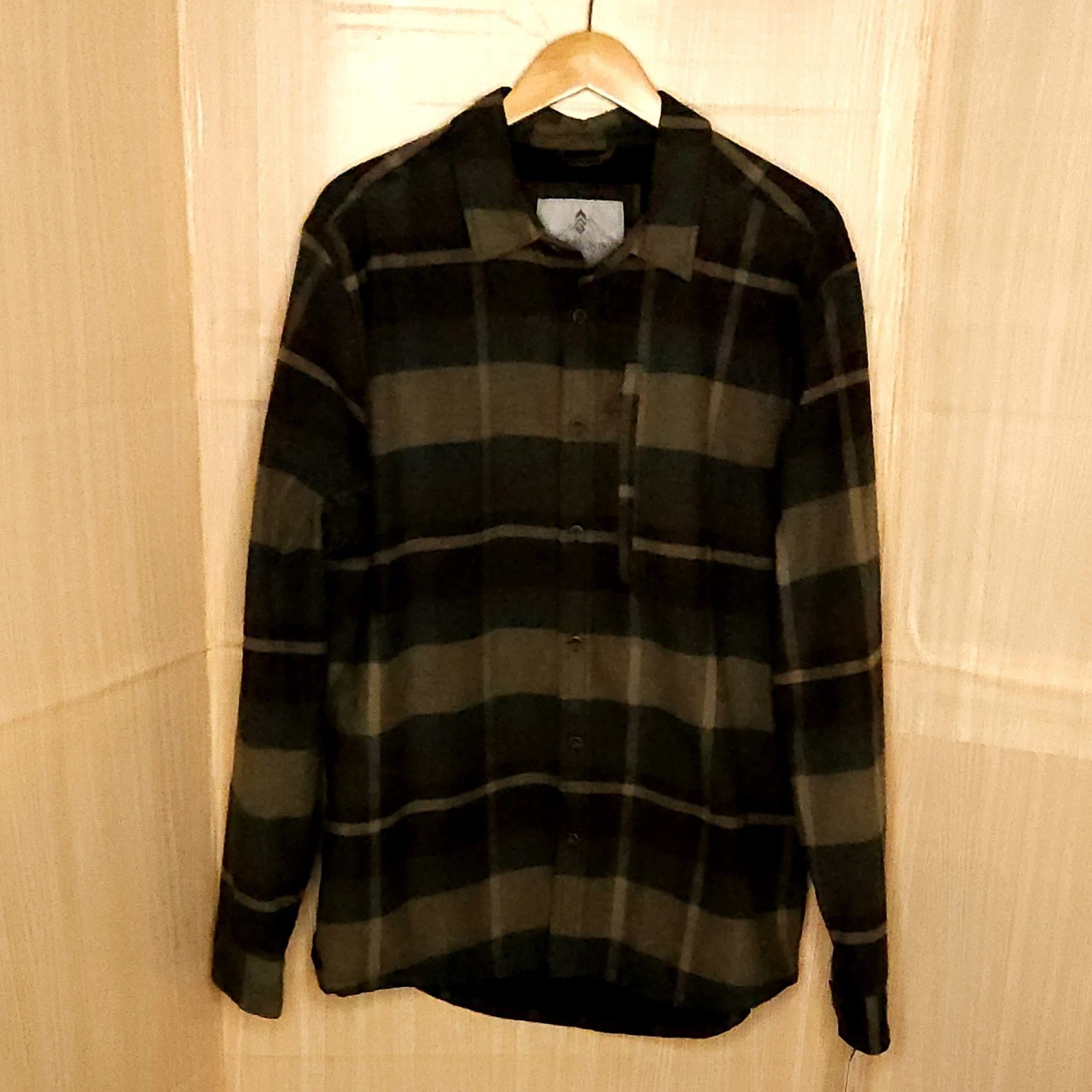 Free Country Mens New Green Plaid Fleece Lined Shacket Medium