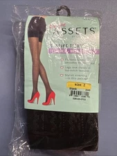 New Spanx Assets Shaping Tights~Textured Wish Bone~Sz 2 ~Black