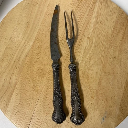 Cambridge Gorham Sterling Silver Handle Carving Set • Fork Knife