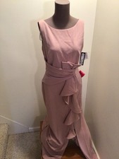 Betsy  Adam Sleeveless Side Ruffle Blush Rose Gown, Size 6