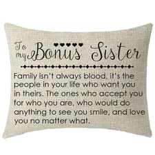 to My Bonus Sister in Law Gift with Inspirational Funny Sayings Words Lumbar Cre