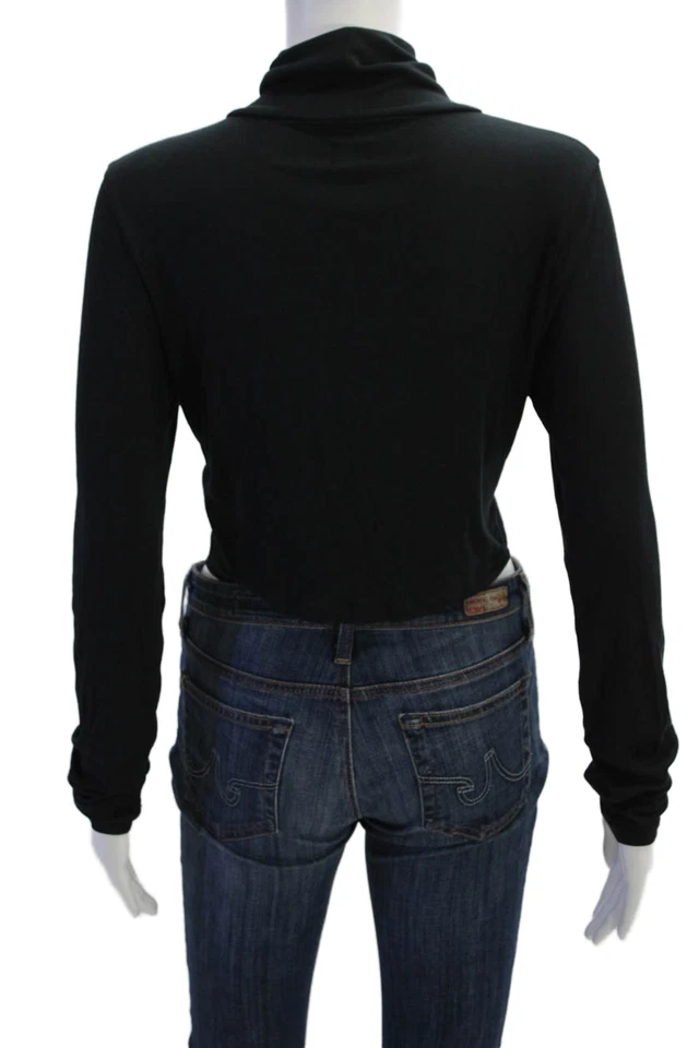 Top modal negro manga larga cuello falso recortado Sunday Best para mujer talla M Foto 3 de 4