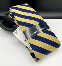 Brooks Brothers Men's REPP Silk Blend Tie  Yellow  Blue  Striped  98.00