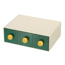 Stackable Drawer with 3 Drawers, Bathroom Storage Organizer Green