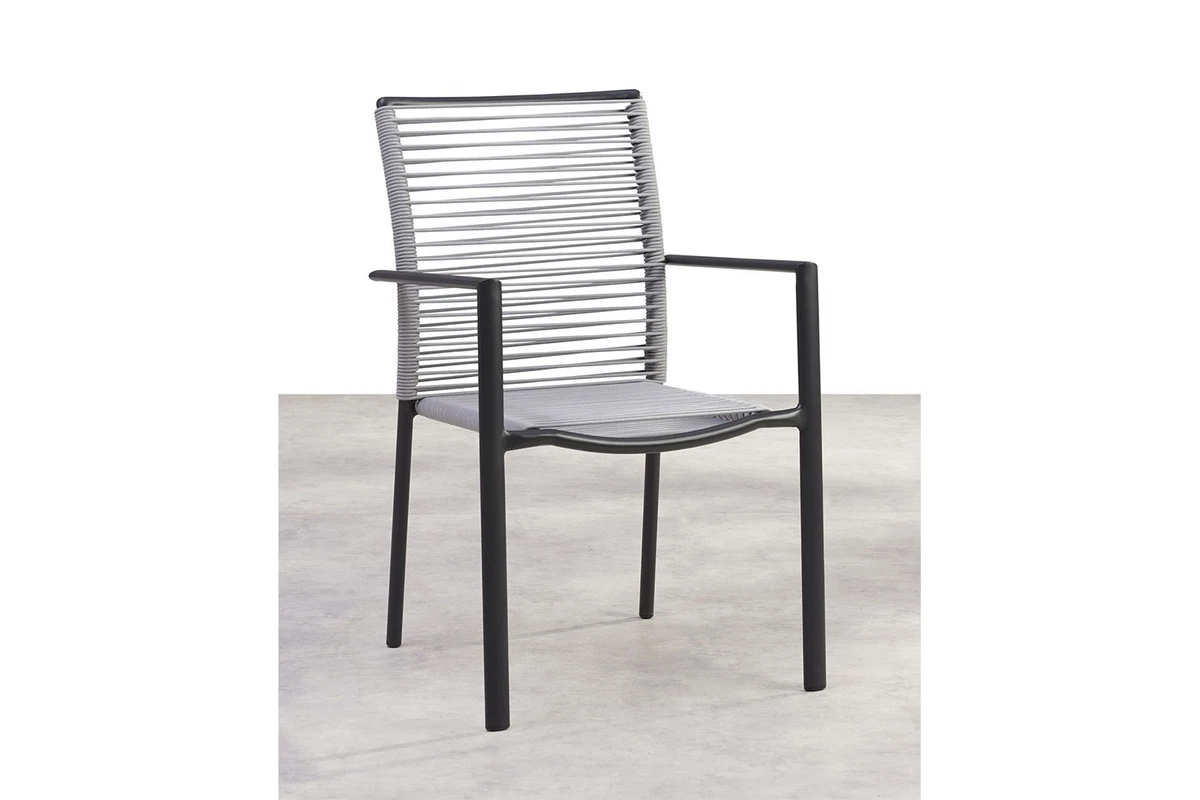 Silla apilable VINCENZA sillón con reposabrazos silla de jardín sillón de comedor antracita/gris