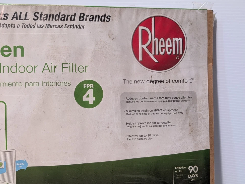 Lot of 2 Rheem 20"x20"x1" Dust & Pollen Filter, 1 pc Filter King 20x20x1 UNUSED - Image 4 of 4
