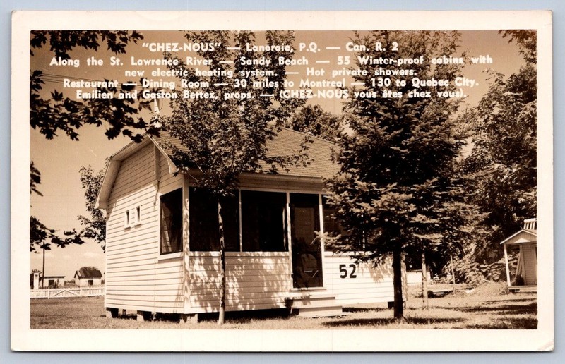 K64/ Lanoraie Quebec Canada RPPC Postcard c1940s Interior Chez-nous Cabin123